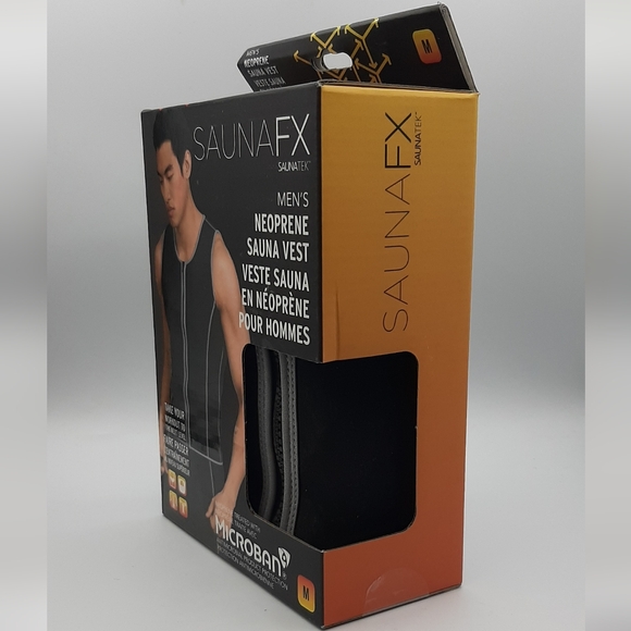 SAUNAFX Men’s Black Neoprene Sauna Vest Lose Water Weight Workout Size M - Picture 2 of 5